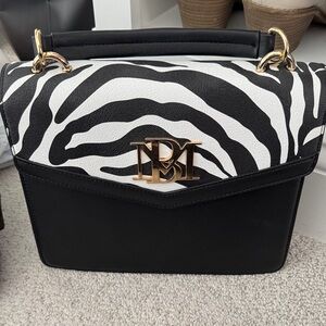 Badgley Mischka Black and White Zebra Print Handbag NWOT
